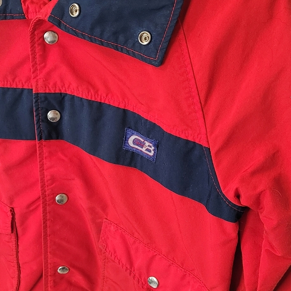 Vintage CB Sports Childs Jacket Size Medium 1980s, Lined Red And Navy Blue - Picture 8 of 9